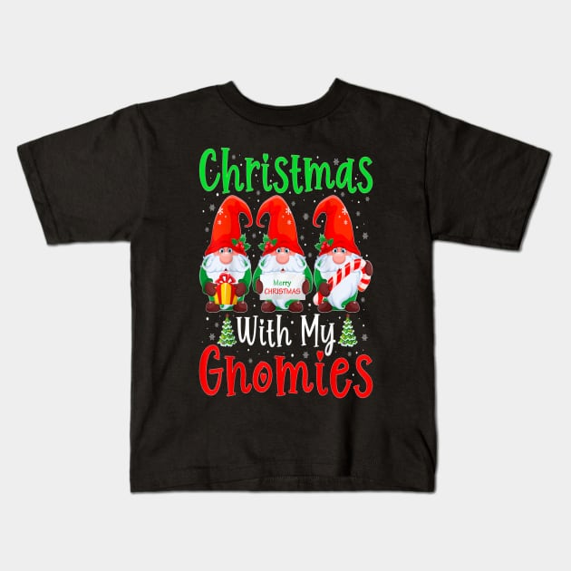Christmas With My Gnomies Gnome Family Christmas Buffalo Plaid Kids T-Shirt by Buleskulls 